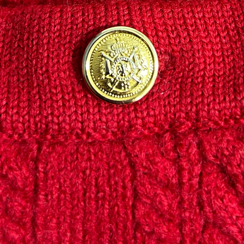 Talbots Red Button-Front Cable Cardigan - Picture 10 of 13